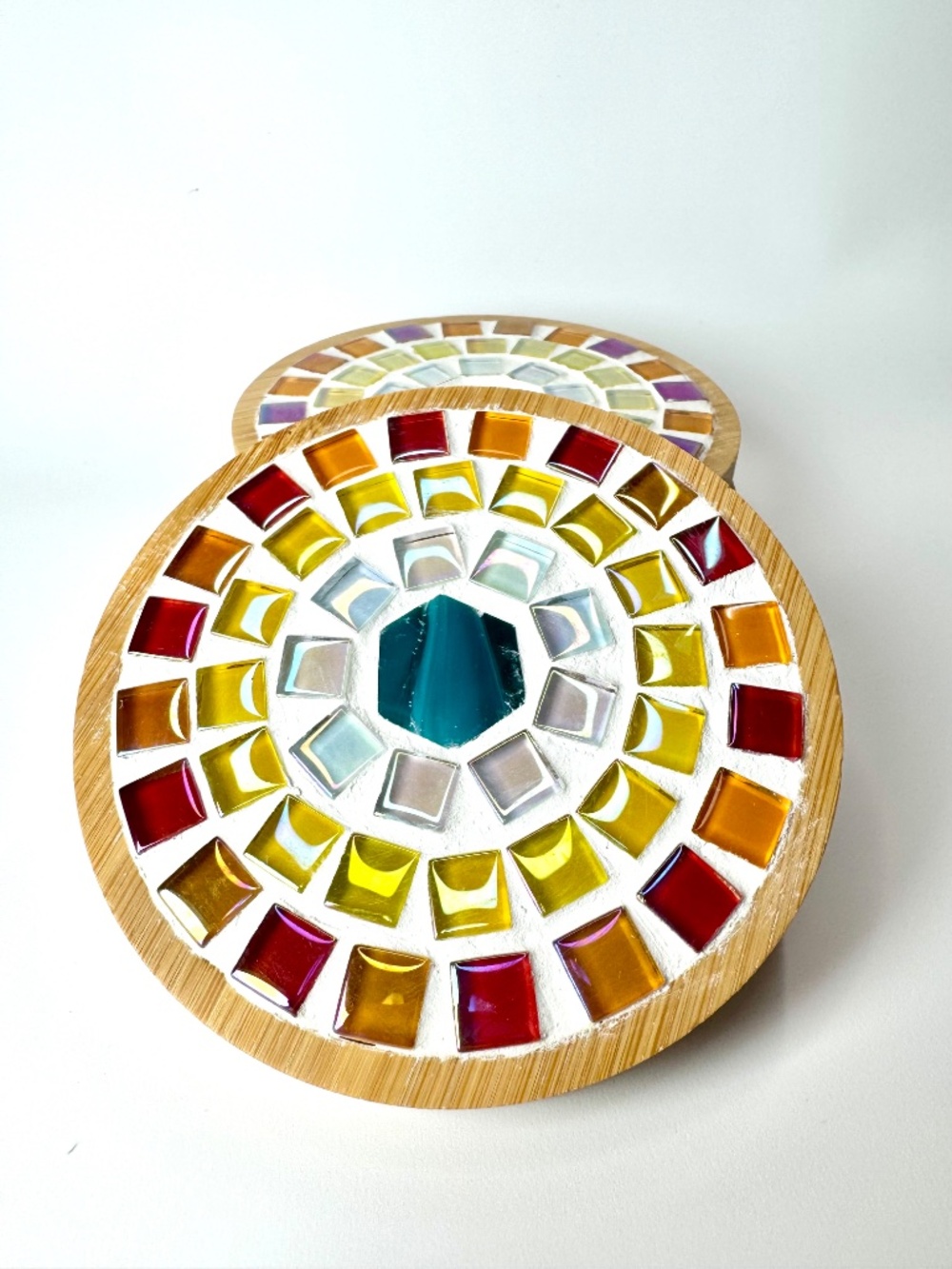 Handmade Mosaic Tile Coasters - Multicolor - Picture 4 of 5